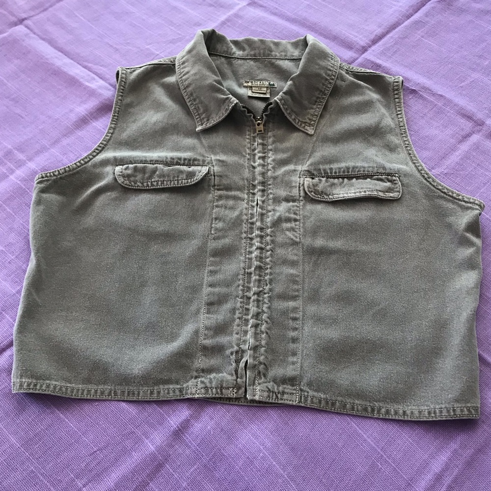 Democracy Brown Zip Front Denim Vest